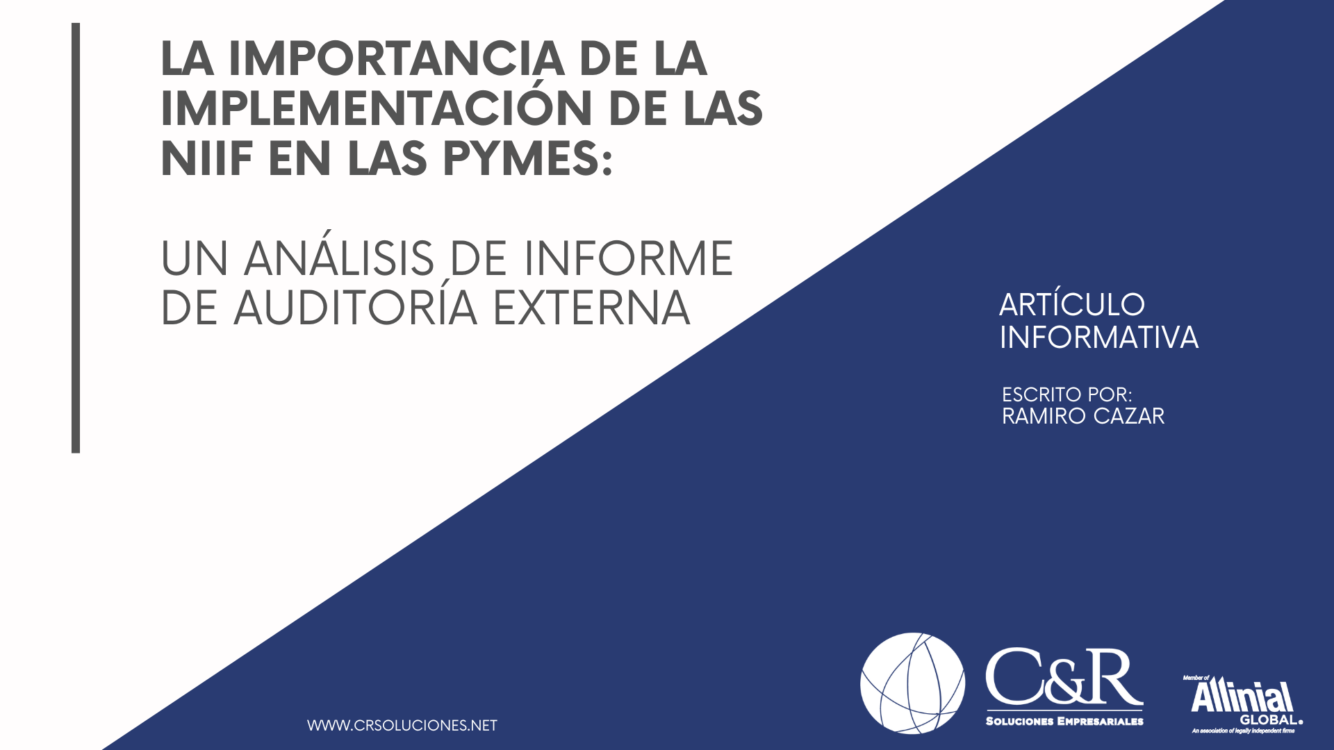 Caratula del articulo sobre: La importancia de la implementación de las NIIF en las PYMES